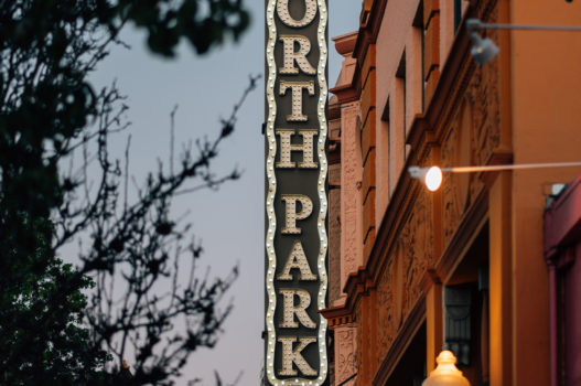 North Park sign and building