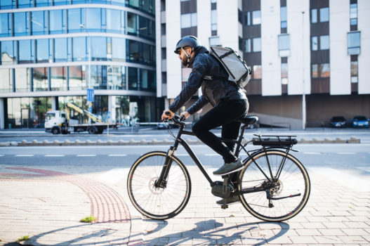Male courier with bicycle